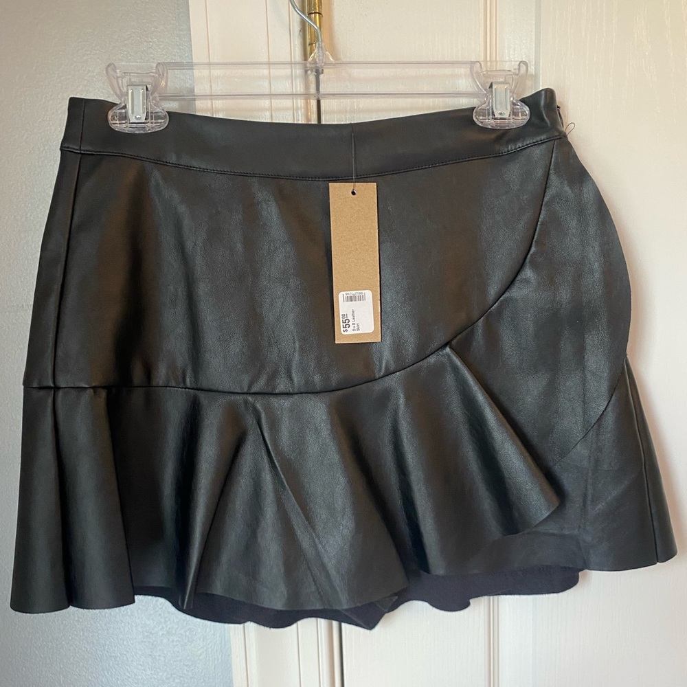Black leather skort